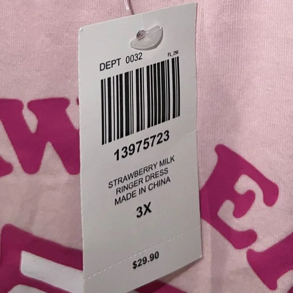 Strawberry Milk Carton Ringer T-Shirt Dress Plus Size - Picture 9 of 10